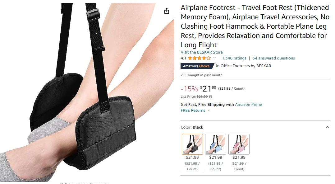 Airplane Footrest - Travel Foot Rest (Thickened Memory Foam), Airplane  Travel Accessories, No Clashing Foot Hammock & Portable Plane Leg Rest,  Provides Relaxation and Comfortable for Long Flight 