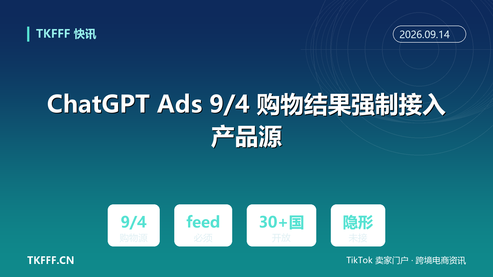 ChatGPT Ads 9/4 购物结果强制接入产品源：30+ 新国家开放、未接 feed 的卖家商品直接隐形