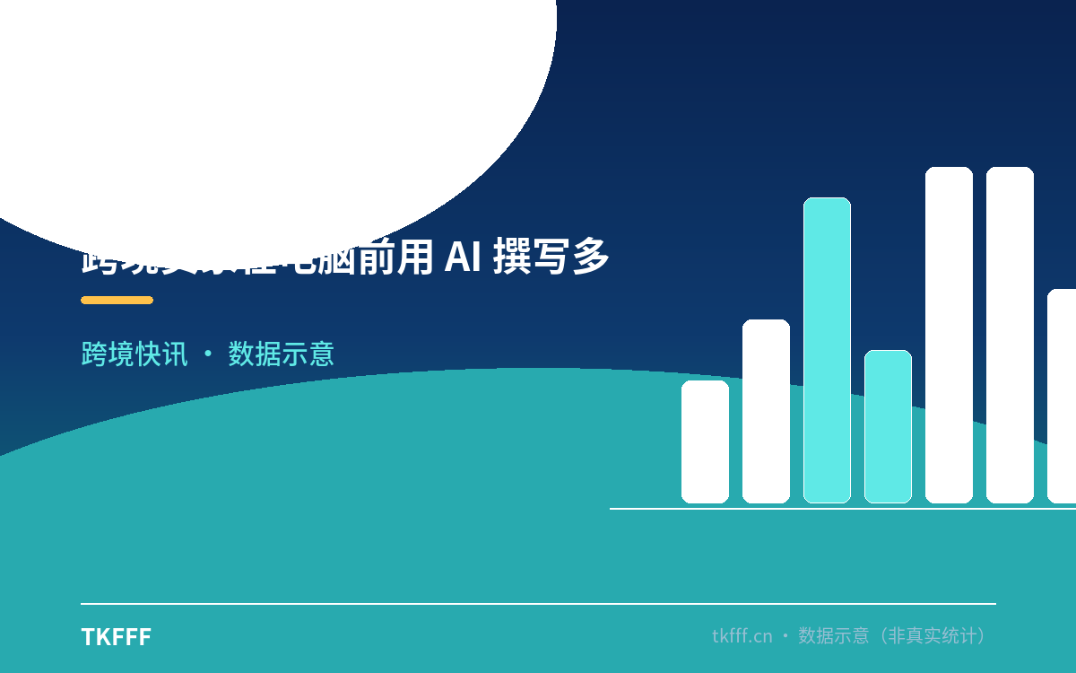 跨境卖家在电脑前用 AI 撰写多语言客户邮件，屏幕显示德、日、英三种市场的本地化文案卡片
