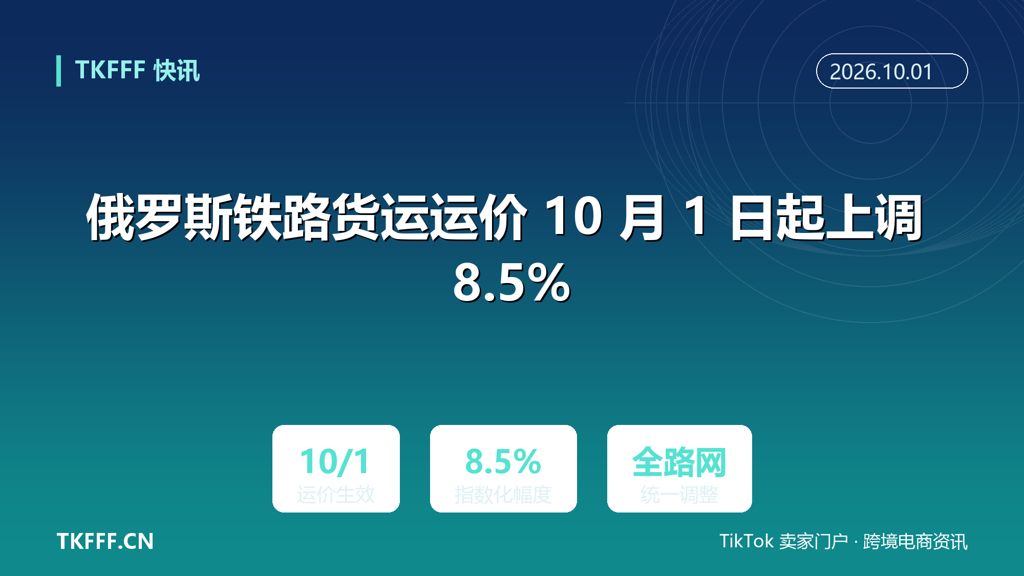 俄罗斯铁路货运运价 10 月 1 日起上调 8.5%：全路网统一指数化，基础设施费与作业费同步调整