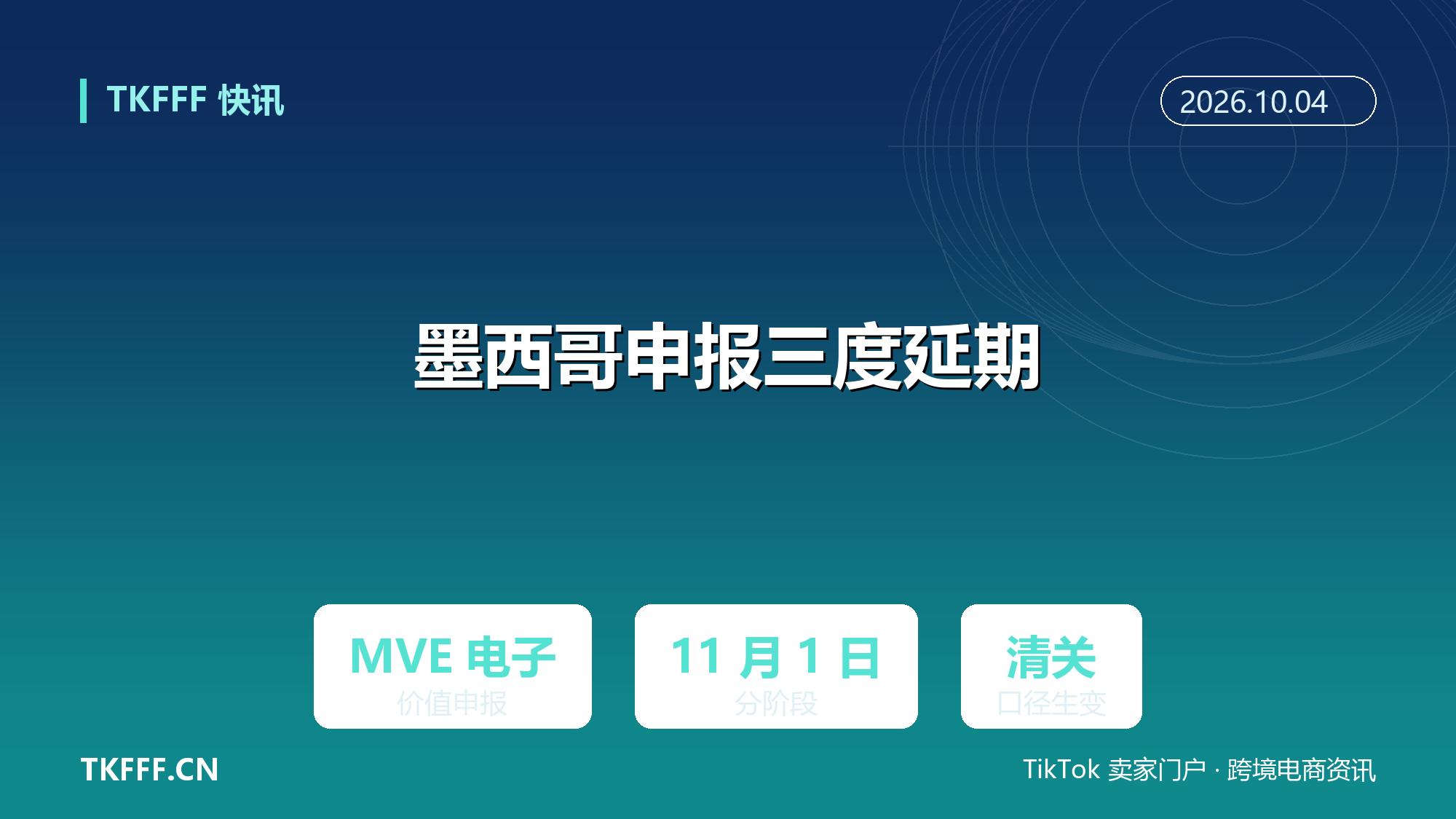 墨西哥 MVE 电子价值申报第三次延期：11 月 1 日起分阶段实施，对墨出口申报口径生变