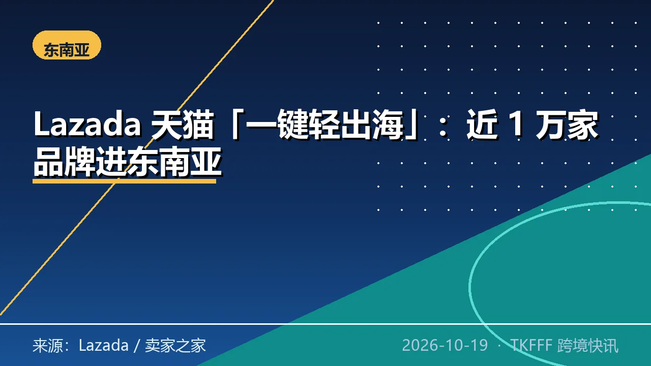 Lazada 天猫「一键轻出海」：近 1 万家品牌进东南亚