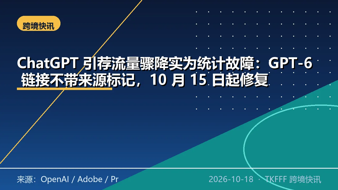ChatGPT 引荐流量骤降实为统计故障：GPT-6 链接不带来源标记，10 月 15 日起修复