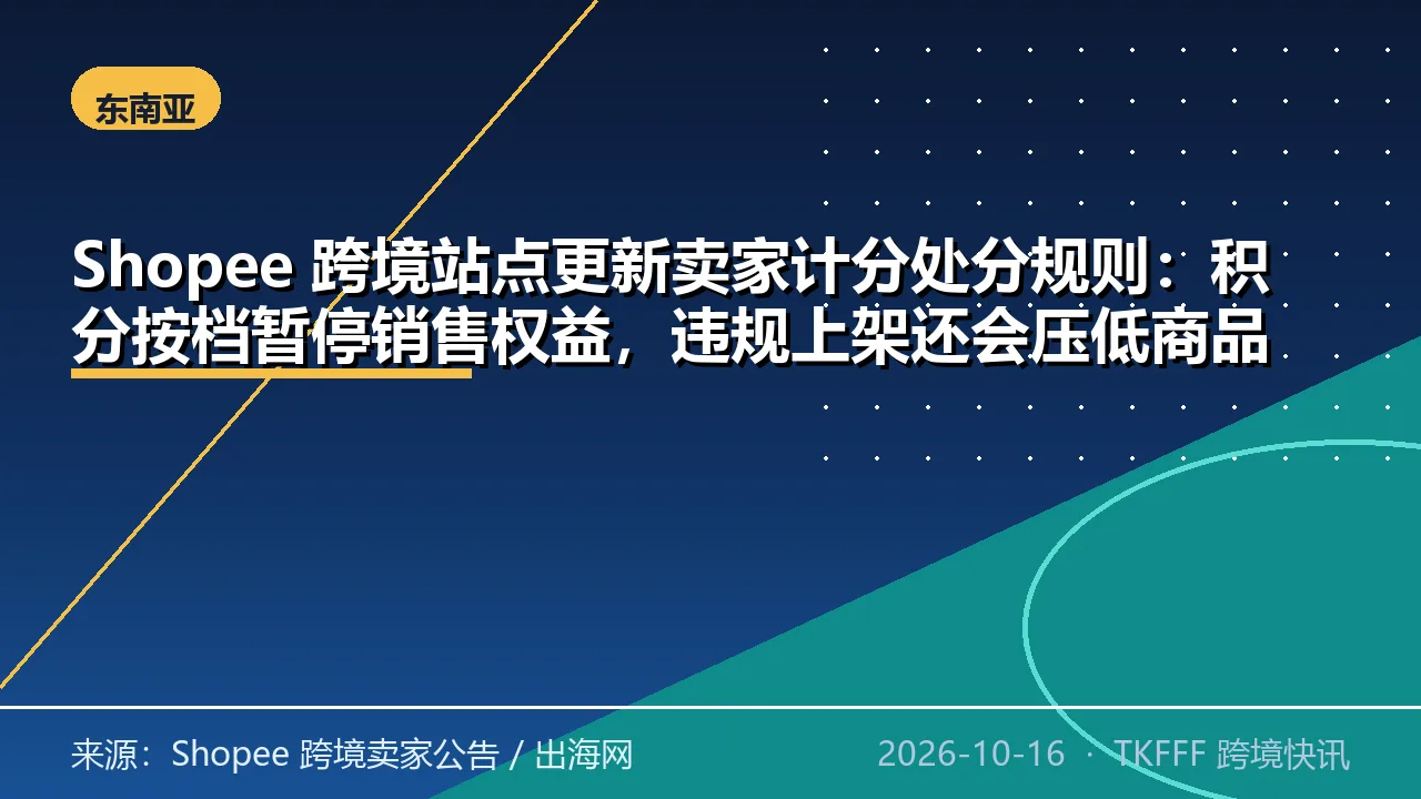 Shopee 跨境站点更新卖家计分处分规则：积分按档暂停销售权益，违规上架还会压低商品上架数量上限