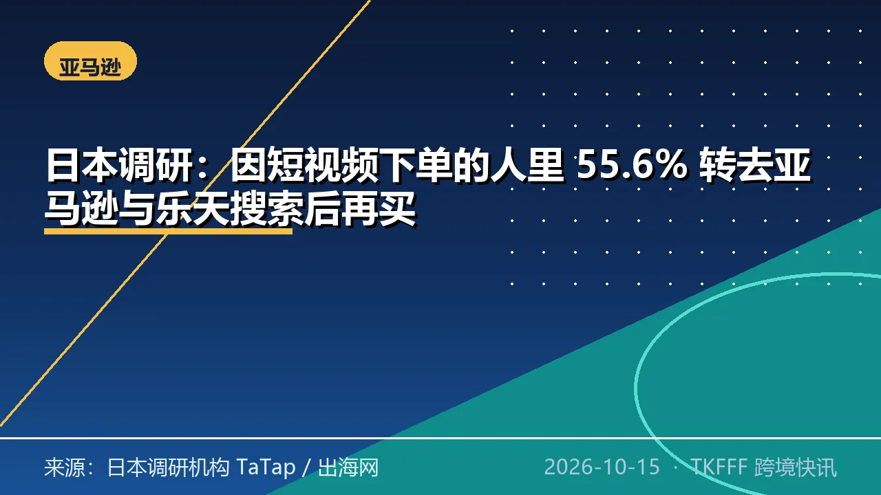 日本调研：因短视频下单的人里 55.6% 转去亚马逊与乐天搜索后再买