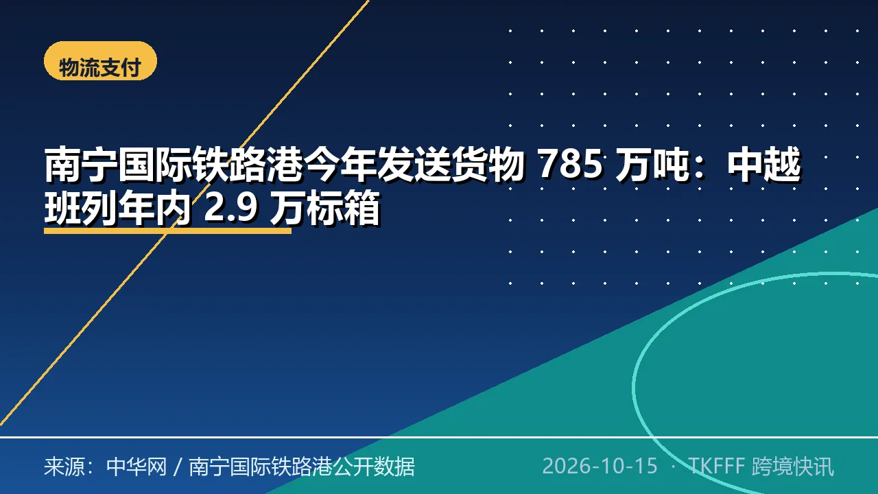 南宁国际铁路港今年发送货物 785 万吨：中越班列年内 2.9 万标箱