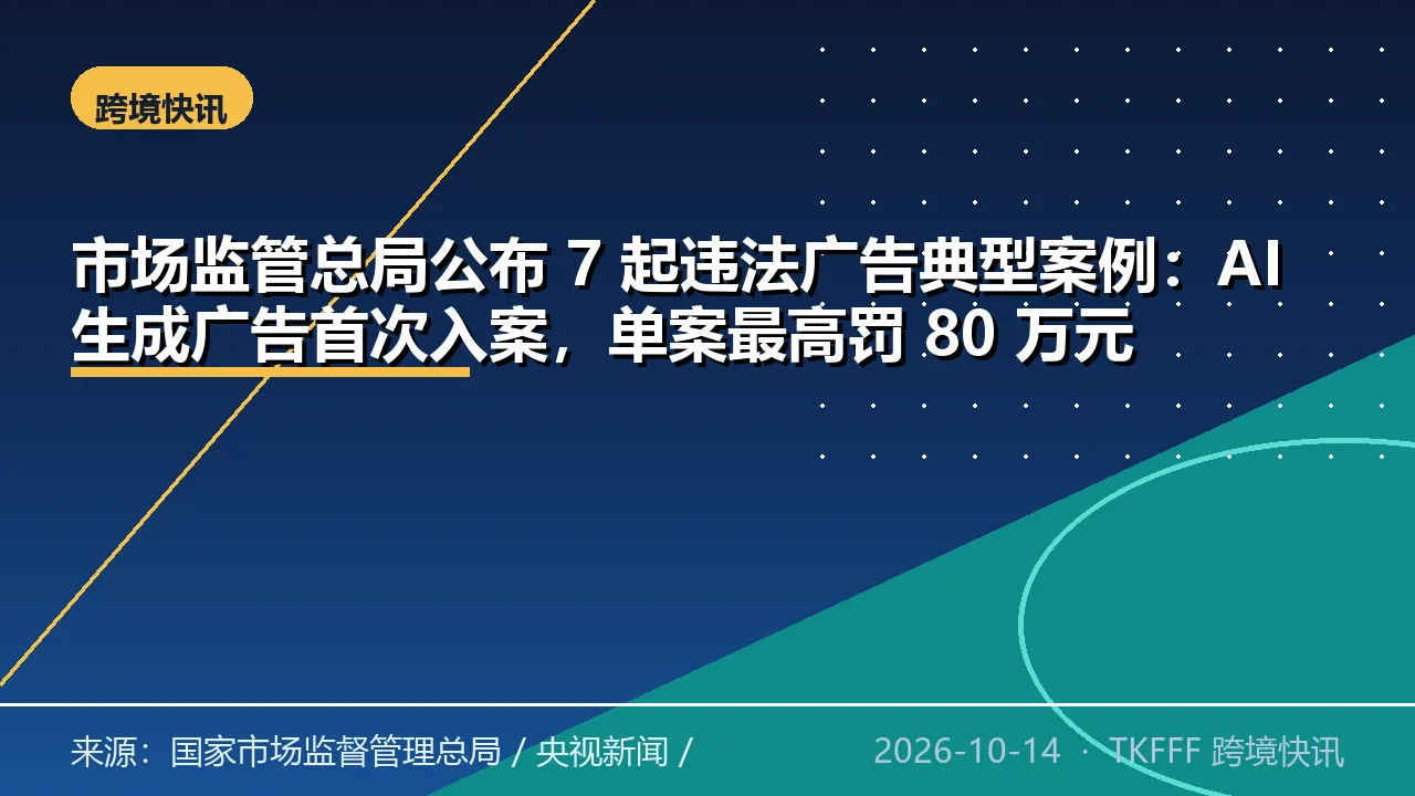 市场监管总局公布 7 起违法广告典型案例：AI 生成广告首次入案，单案最高罚 80 万元