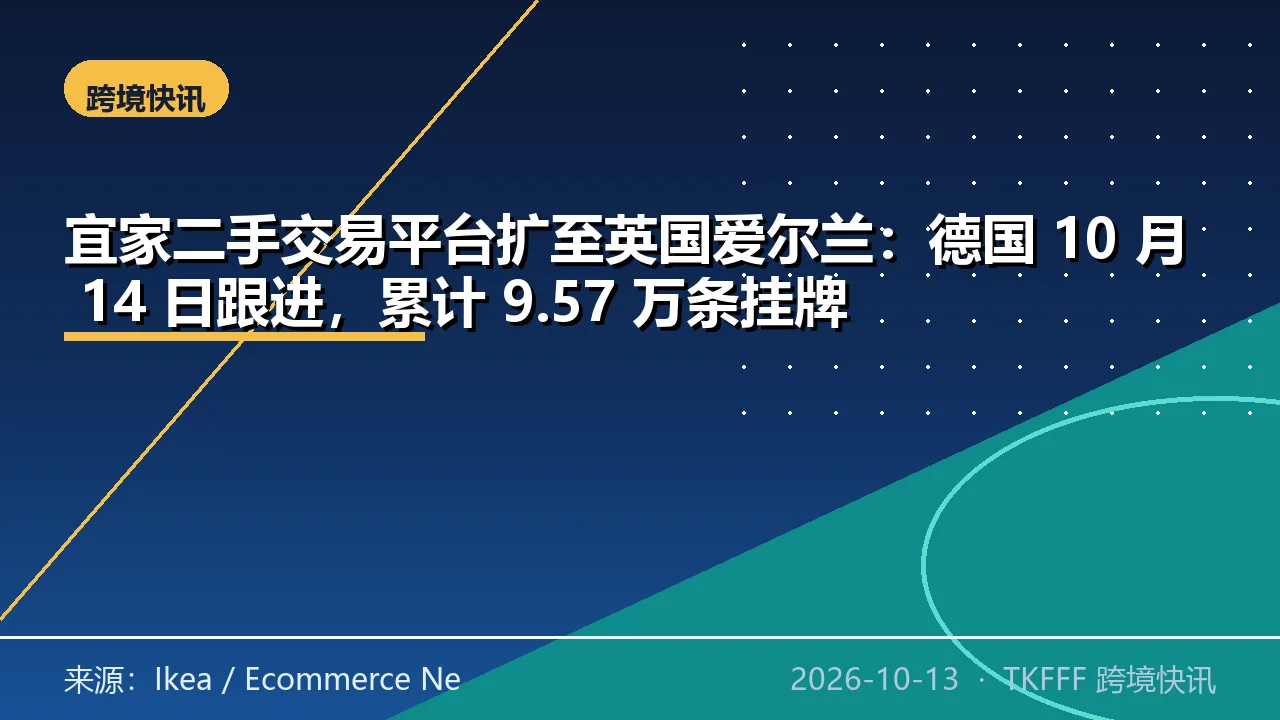 宜家二手交易平台扩至英国爱尔兰：德国 10 月 14 日跟进，累计 9.57 万条挂牌