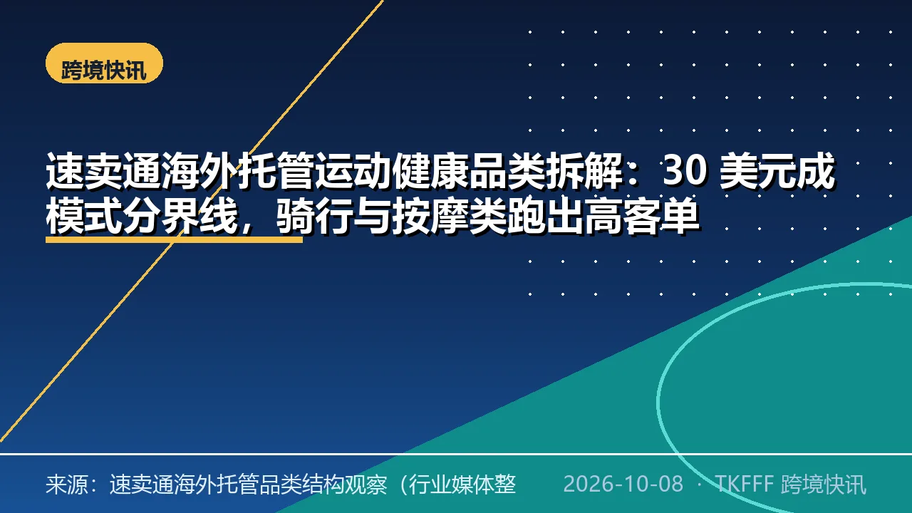 速卖通海外托管运动健康品类拆解：30 美元成模式分界线，骑行与按摩类跑出高客单
