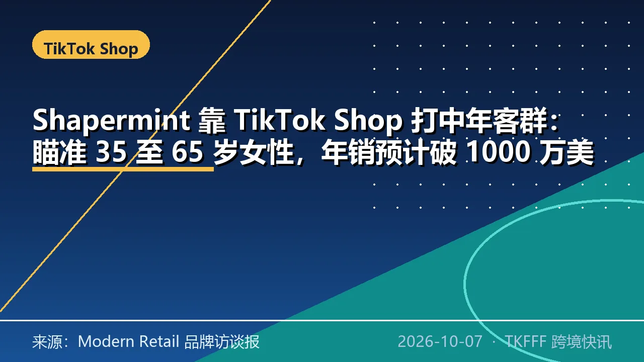 Shapermint 靠 TikTok Shop 打中年客群：瞄准 35 至 65 岁女性，年销预计破 1000 万美元