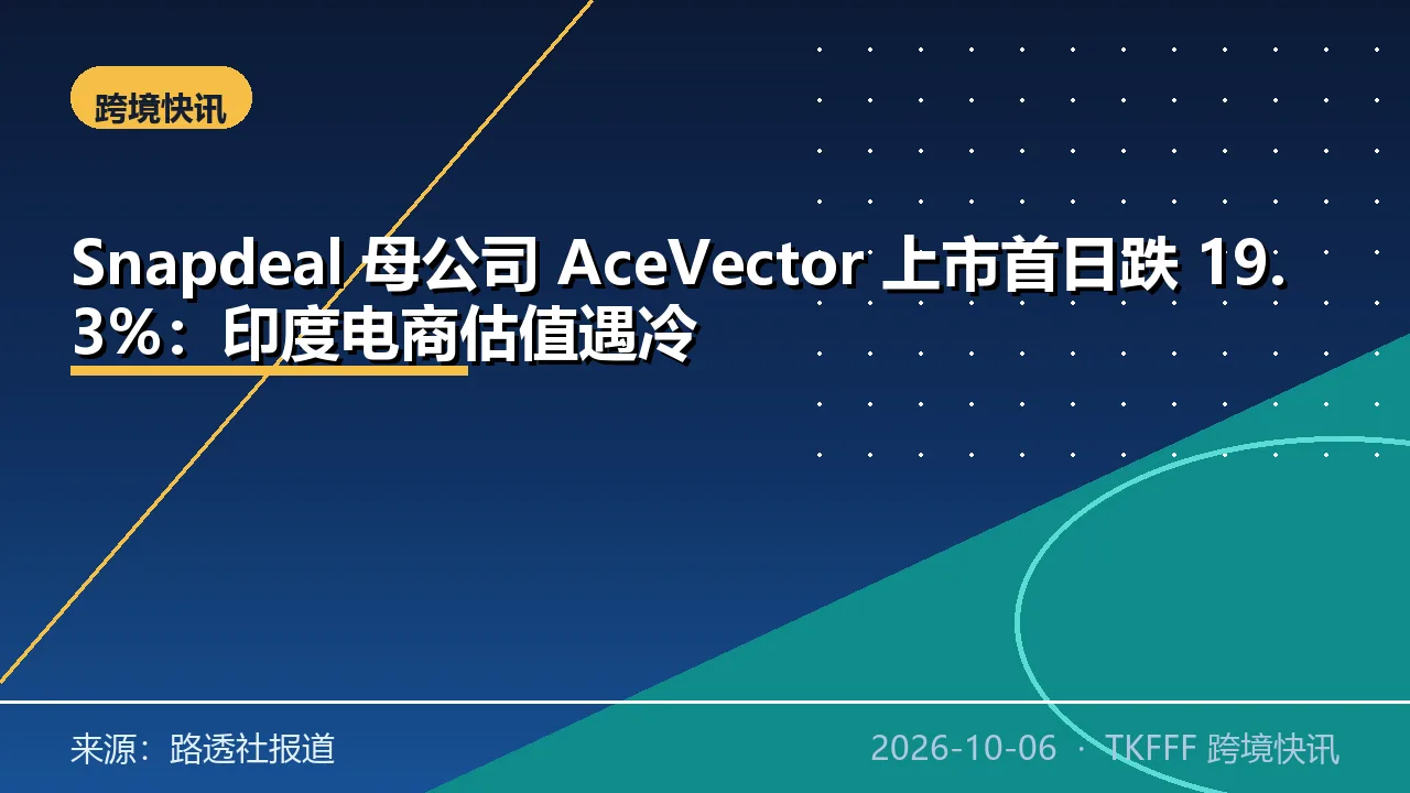 Snapdeal 母公司 AceVector 上市首日跌 19.3%：印度电商估值遇冷