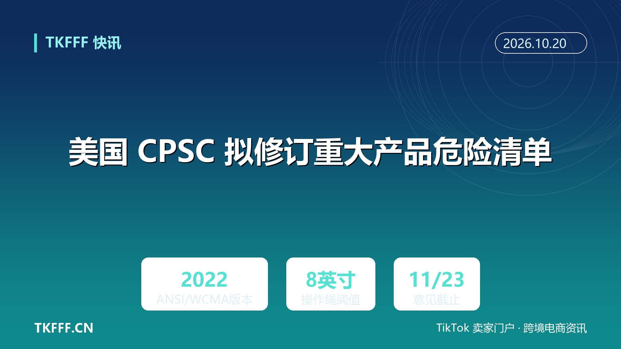 美国 CPSC 拟修订重大产品危险清单：窗饰绳索改用 ANSI/WCMA-2022，意见截止 11 月 23 日