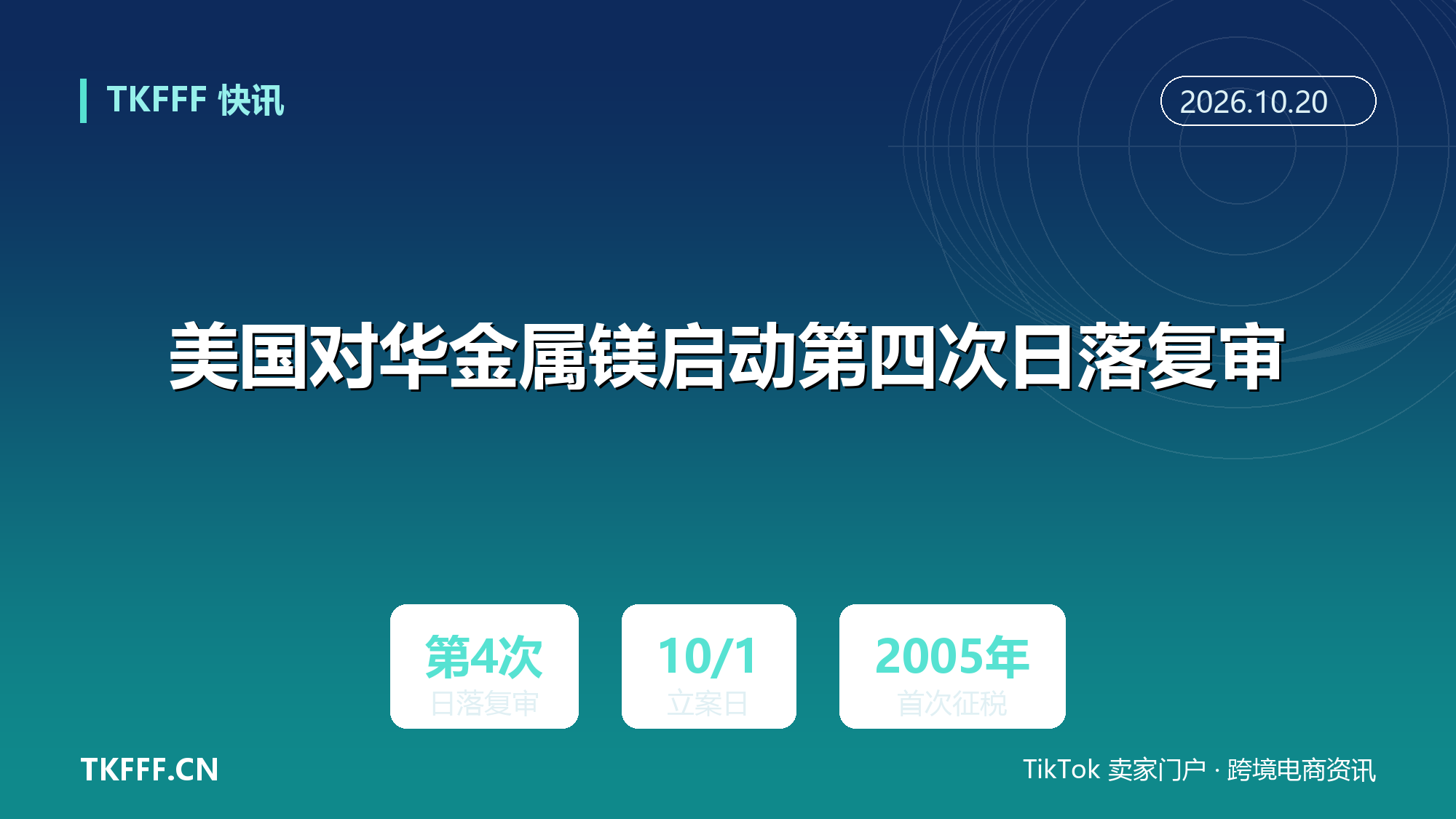 美国对华金属镁启动第四次日落复审：10 月 1 日立案，商务部与 ITC 同步推进