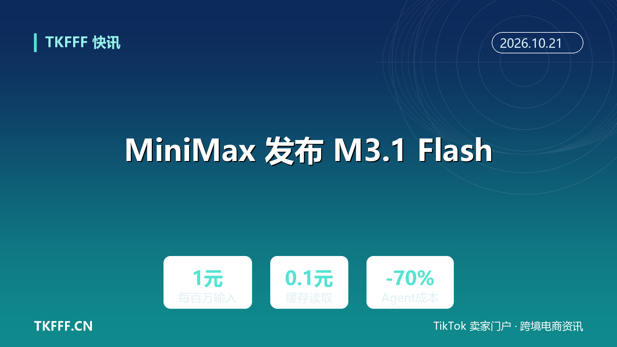 MiniMax 发布 M3.1 Flash：Agent 任务综合成本降 70%，输入每百万 Token 1 元