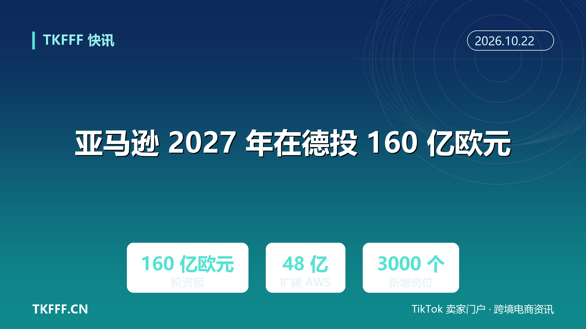 亚马逊拟 2027 年在德国投资超 160 亿欧元：扩建 AWS 法兰克福，物流项目新增 3000 岗位