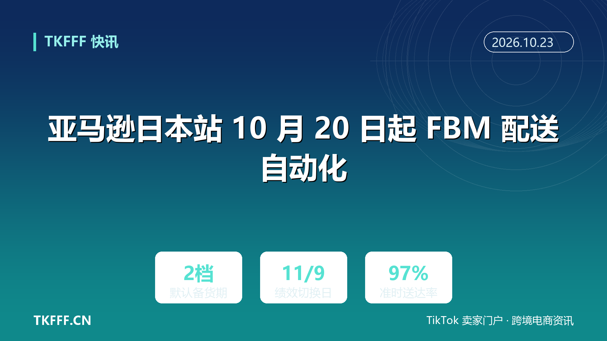 亚马逊日本站 10 月 20 日起 FBM 配送自动化：默认备货期只剩两档，未用工具须守 97% 准时送达