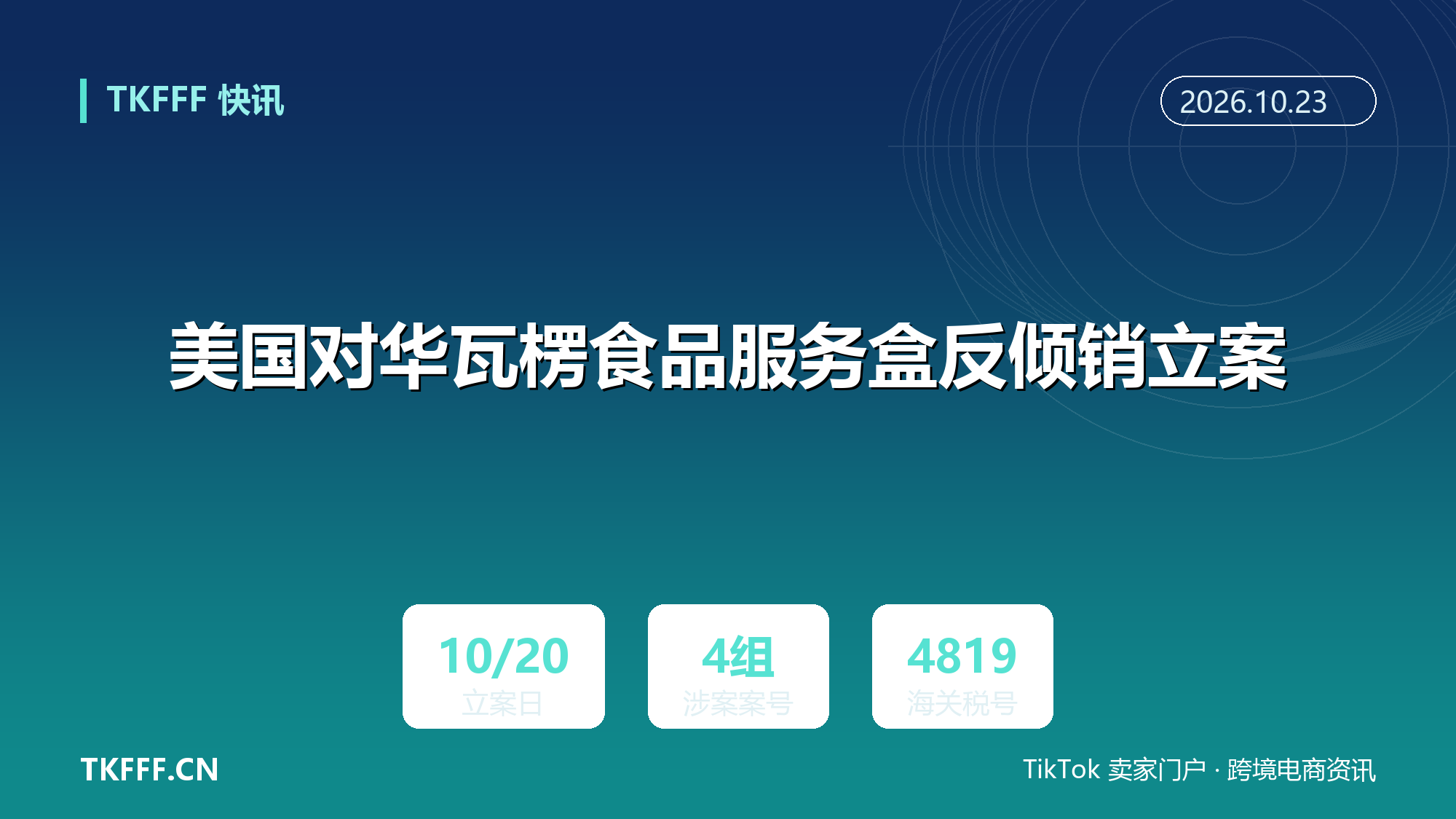 美国对华瓦楞食品服务盒反倾销立案：案号 A-570-242，涉 HS 4819.10.0020