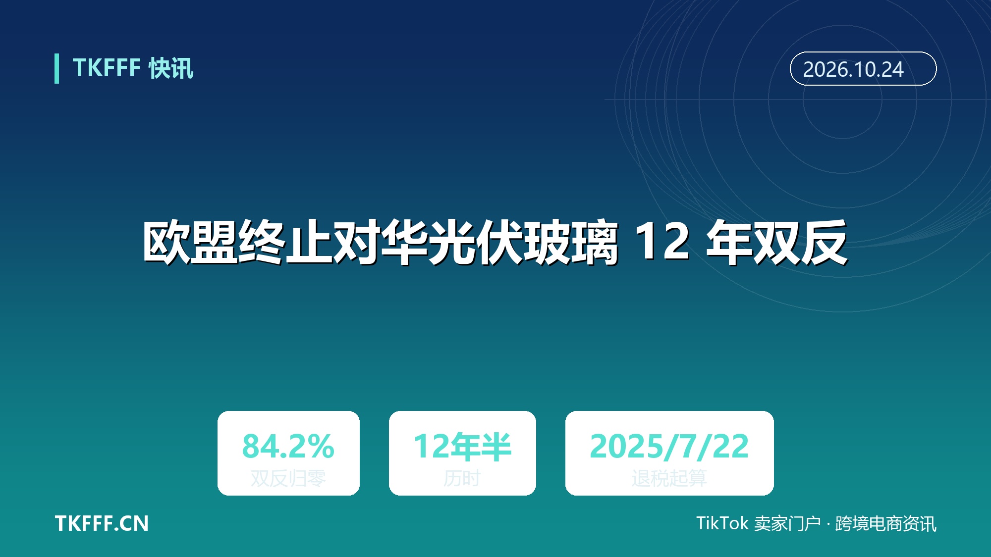 欧盟终止对华光伏玻璃 12 年双反：10 月 22 日生效，自 2025 年 7 月 22 日起已缴税款可退