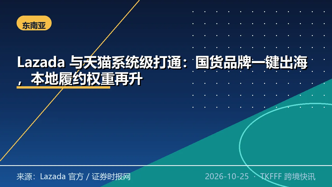 Lazada 与天猫系统级打通：国货品牌一键出海，本地履约权重再升