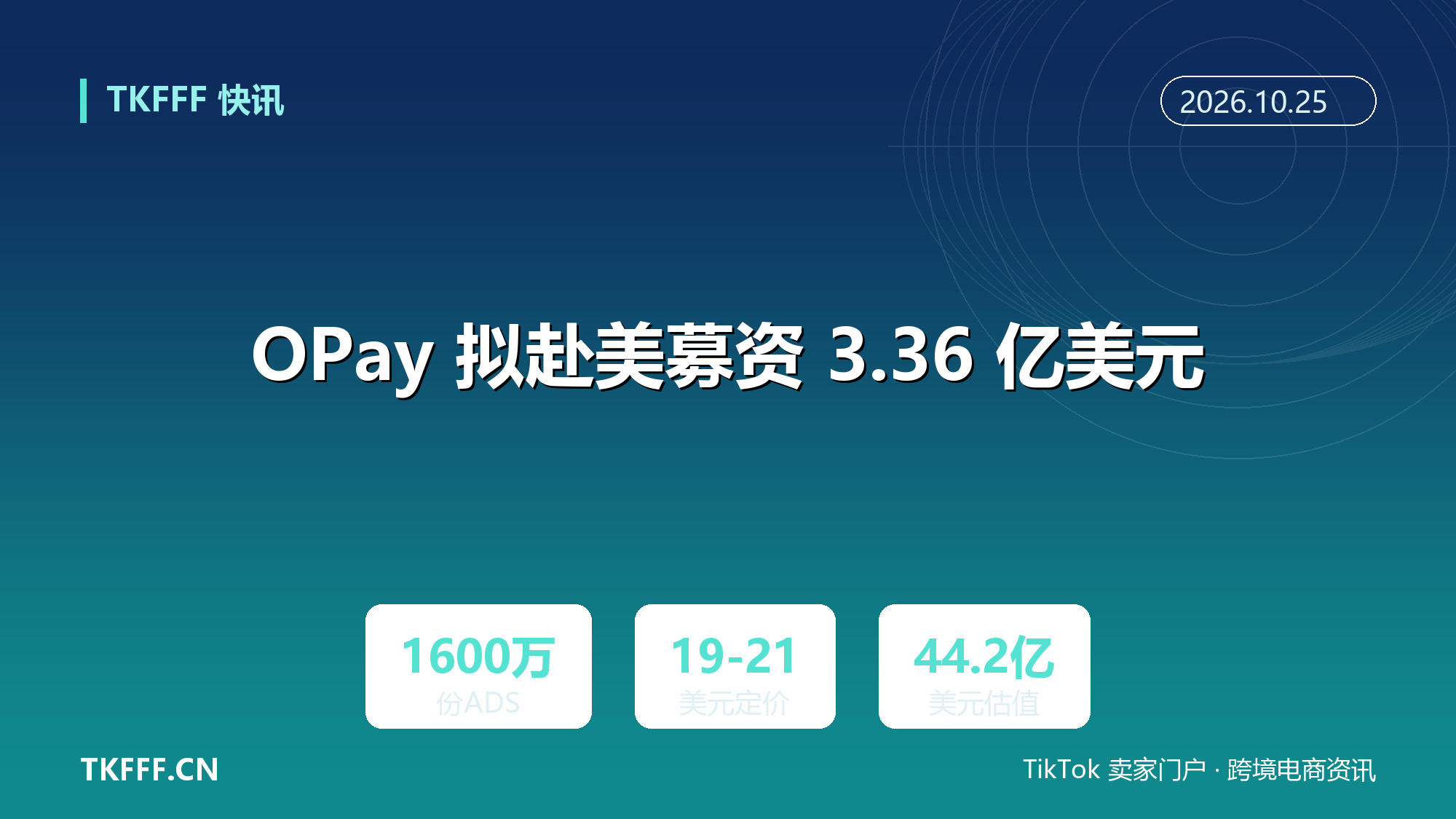 OPay 拟赴美募资 3.36 亿美元：1600 万份 ADS 定价 19—21 美元，目标估值 44.2 亿美元