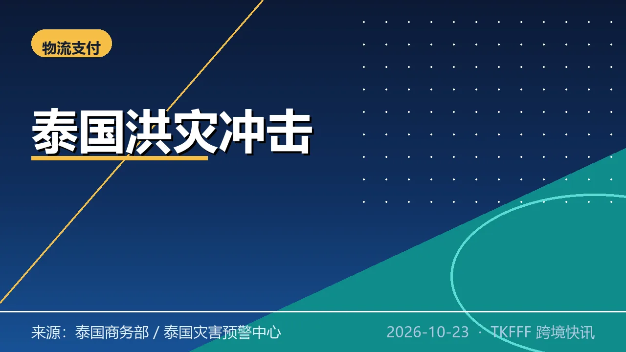 泰国洪灾冲击跨境履约：59 府 4635 企业受灾、损失 182 亿泰铢，旺季备货预警
