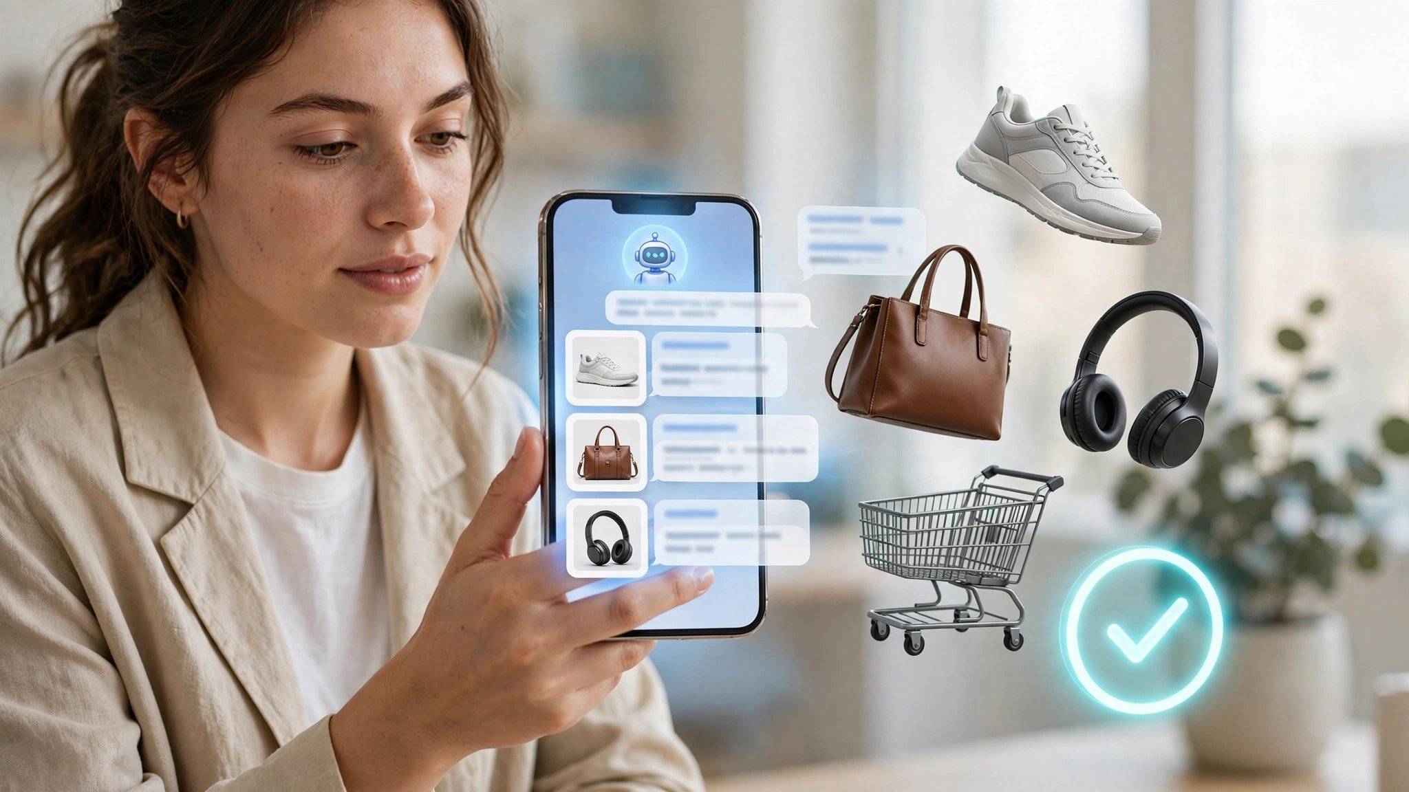用户通过手机与 AI 购物智能体对话完成选品，图源：AI工具导航